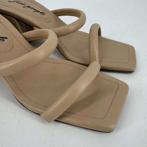 Free People sandals heels womens 37 7 tan square toe parker boho festival summer - Picture 4 of 8